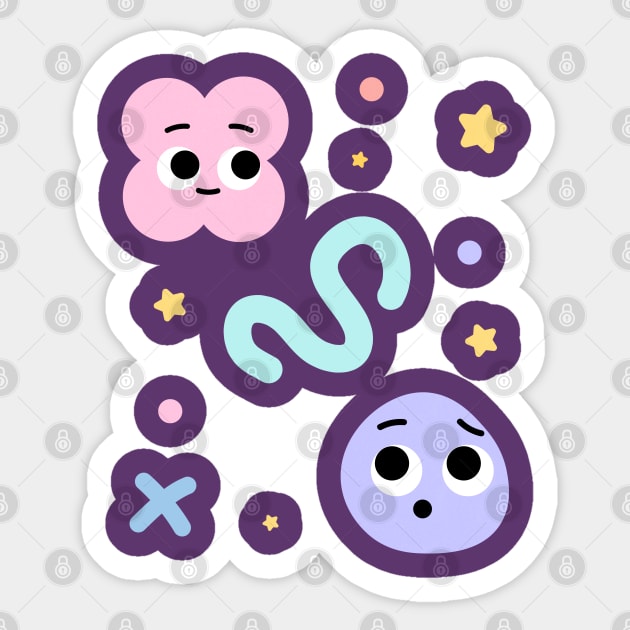 Hugs and Kisses Cute Abstract Characters Sticker by graphicsbyedith